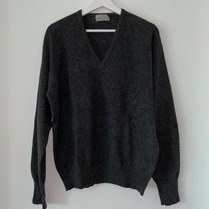 Vintage Forstmann Knit Wool V-neck Gray Sweater L